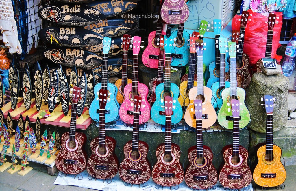 Decorative toy Guitars, Ubud Market, Ubud, Bali, Indonesia